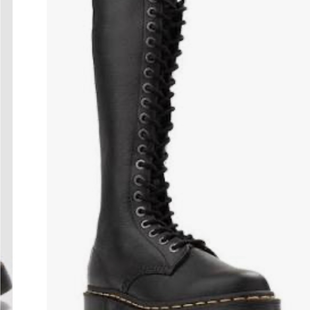 Dr. Martens Black Lace-Up Platform Knee Boot **New**